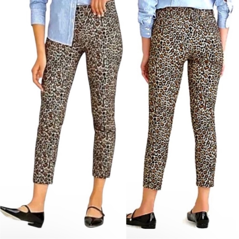 J. CREW Winnie Leopard Cheetah Print Tan Black Pant 4